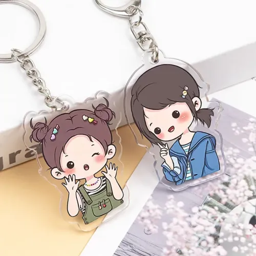 Cute Personalized Acrylic Keychain, Custom Photo Text, Clear Double-Sided Print