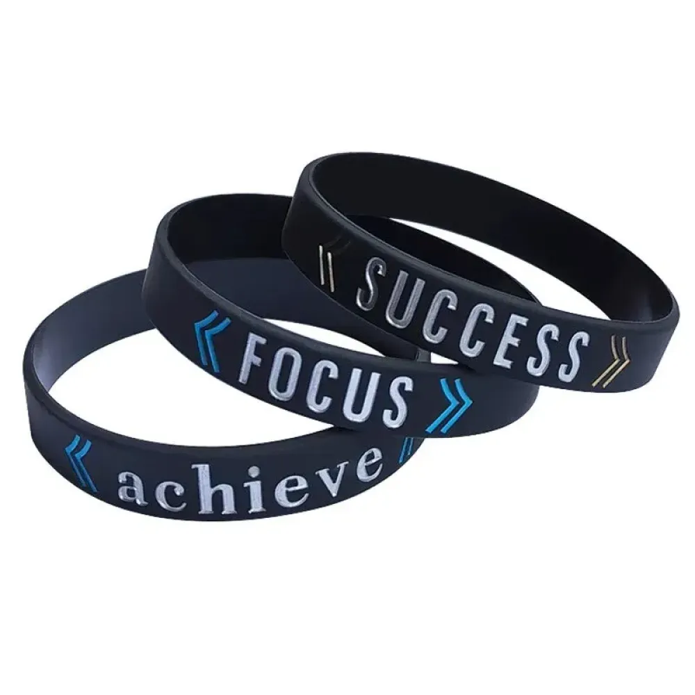 Custom Debossed Silicone Wristband - Engraved Recessed Silicone Wristbands Bulk for Events & Fundraising