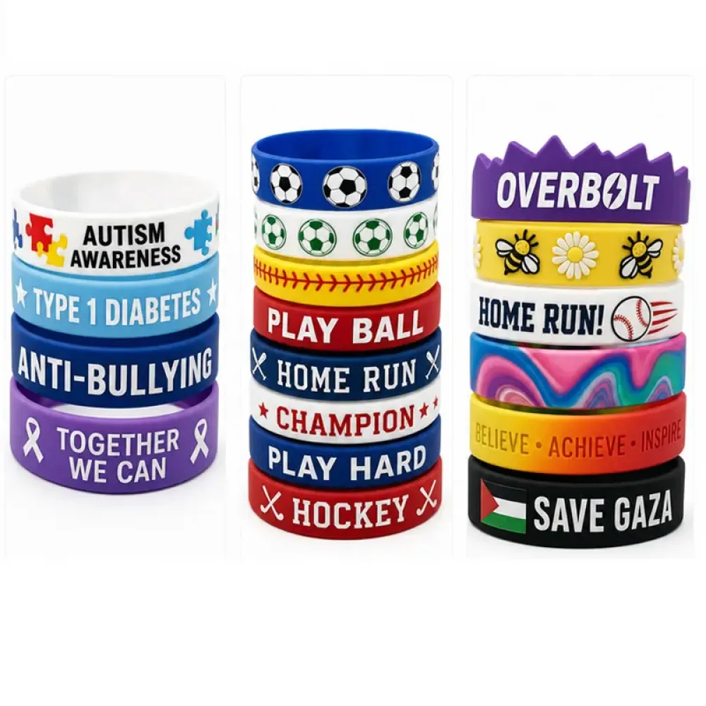 Personalized Embossed Silicone Wristband - Durable Tactile Raised Design Rubber Wristbands