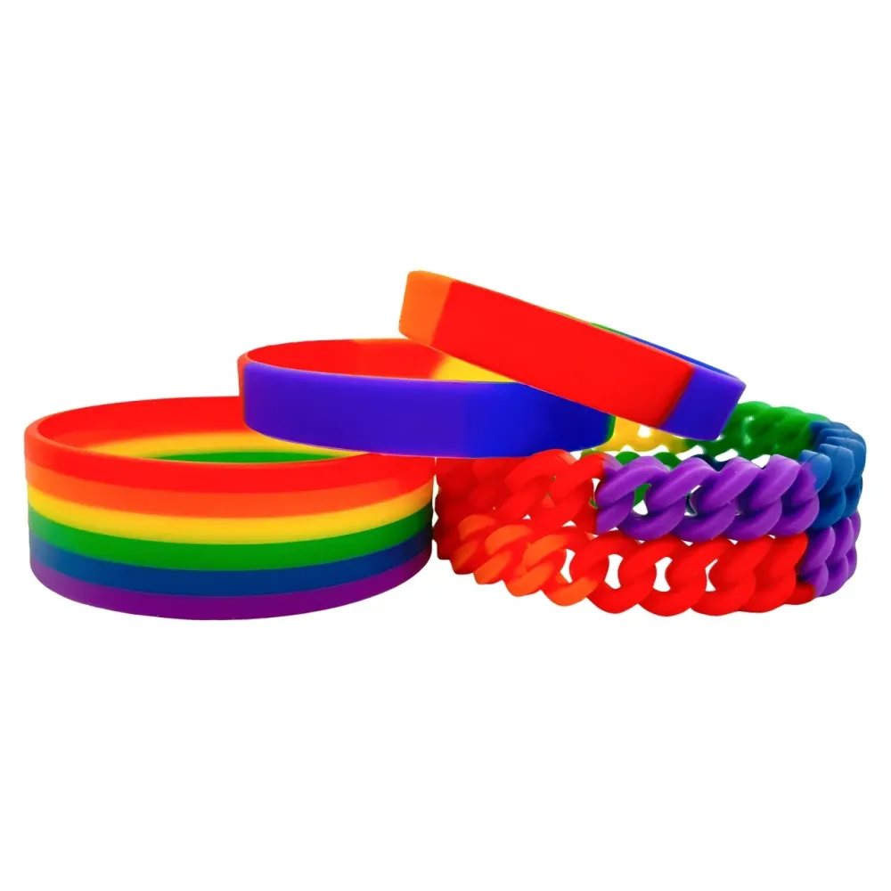 Rainbow Silicone Wristband - Vibrant Full Color Custom Rainbow Silicone Wristbands Bulk for Events