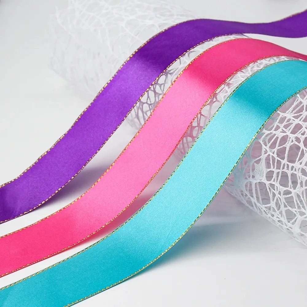 Eco-friendly Grosgrain Gold Edge Ribbon for DIY Bows