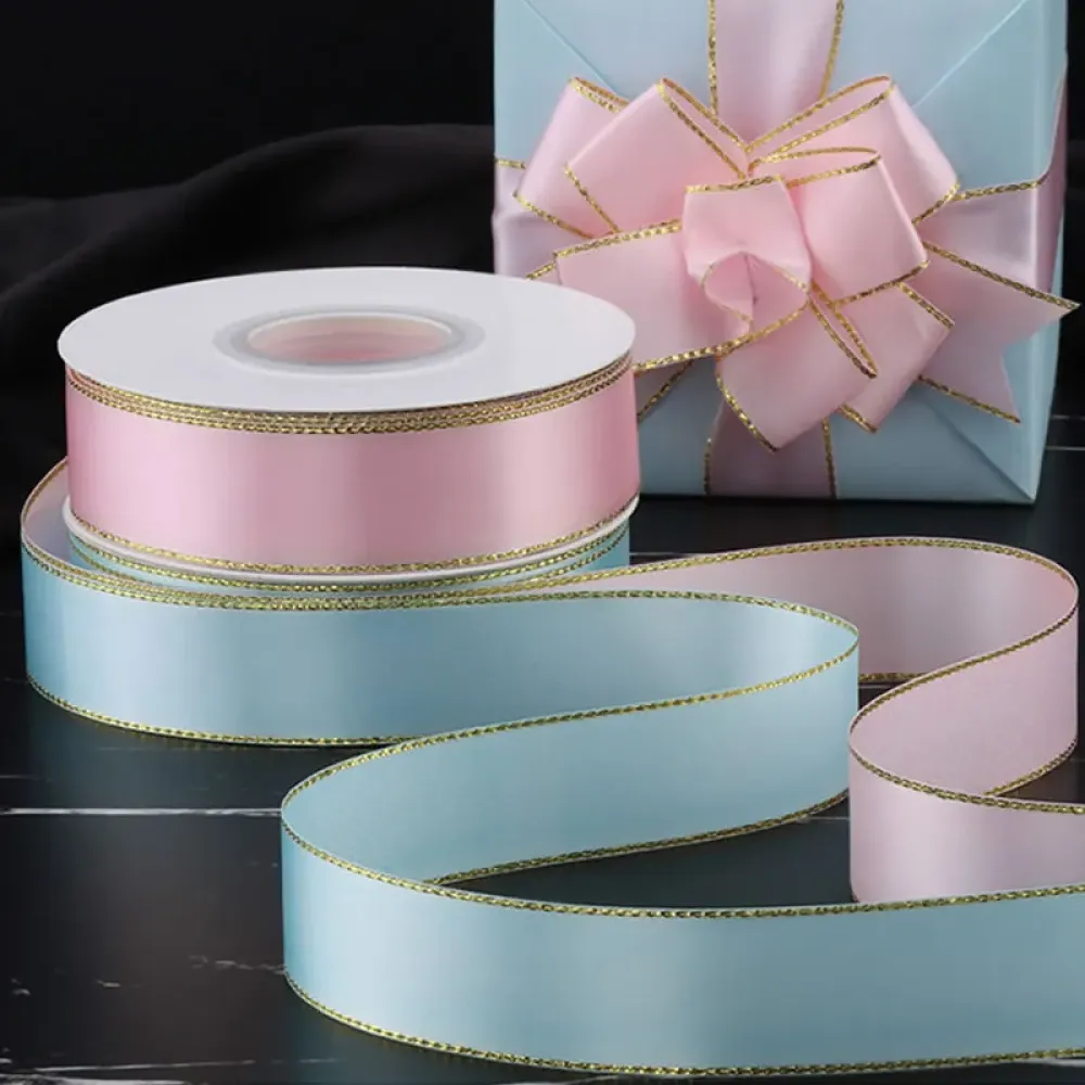 Eco-friendly Grosgrain Gold Edge Ribbon for DIY Bows