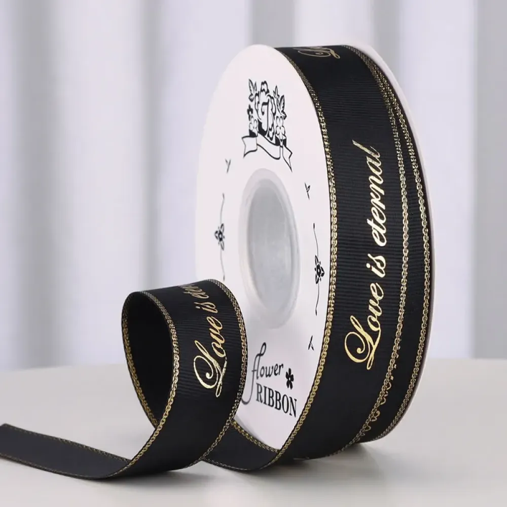 Gold Edge Printed Ribbon for Holiday Gift Packaging