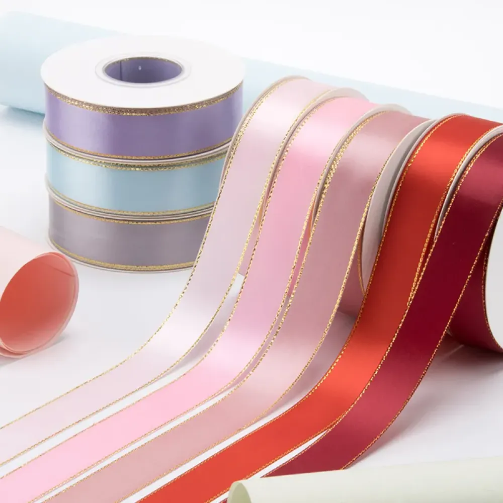 Eco-friendly Grosgrain Gold Edge Ribbon for DIY Bows