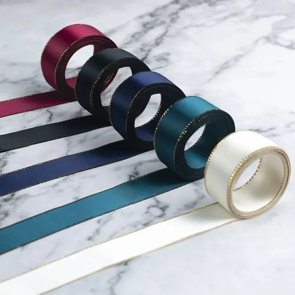 Eco-friendly Grosgrain Gold Edge Ribbon for DIY Bows