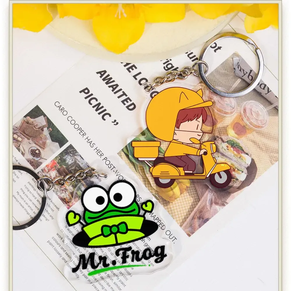 Cute Cartoon Acrylic Keychain, Scratch Resistant, Backpack Hanging Charm