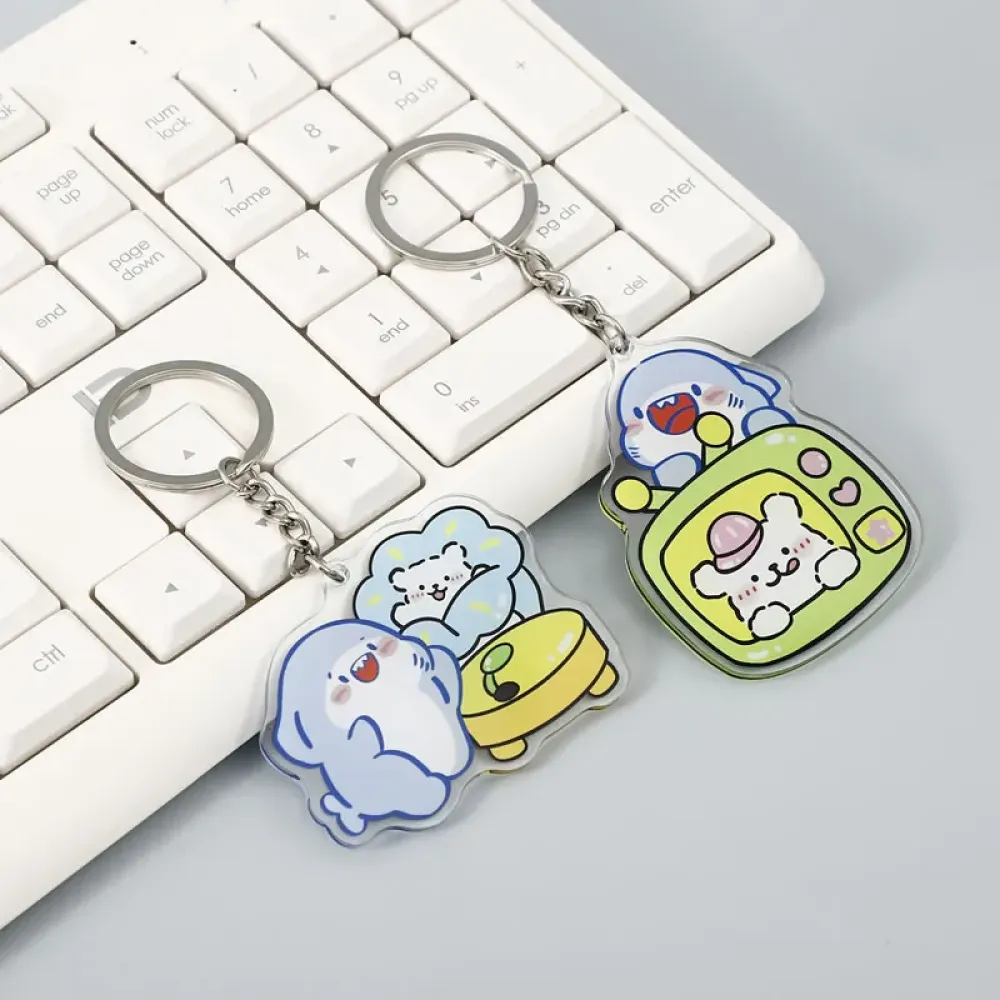 Cute Cartoon Acrylic Keychain, Scratch Resistant, Backpack Hanging Charm
