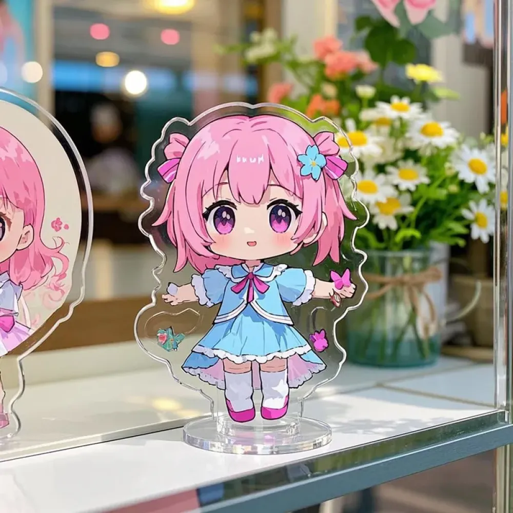 Cute Cartoon Desk Acrylic Stand, Clear Transparent, Non-Slip Office Desktop Organizer